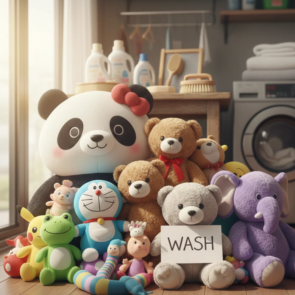 Cuci boneka kecil, sedang, hingga jumbo