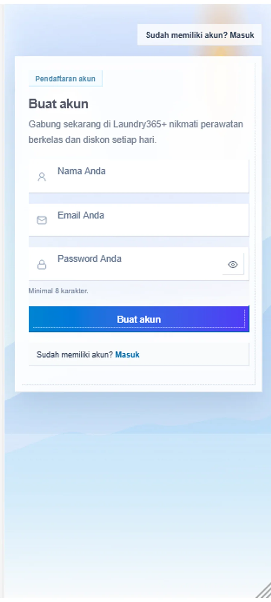 Langkah 1: Buka menu dan pilih Daftar/Registrasi