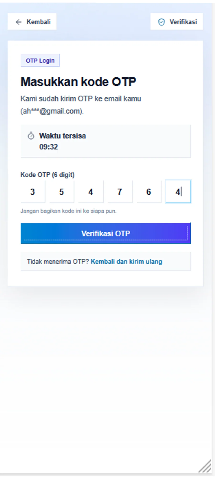 Langkah 3: Login dengan akun yang terdaftar
