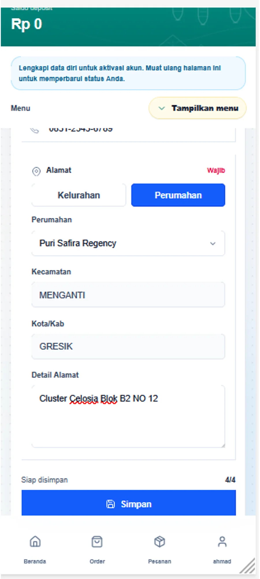 Langkah 4: Masukkan kode OTP
