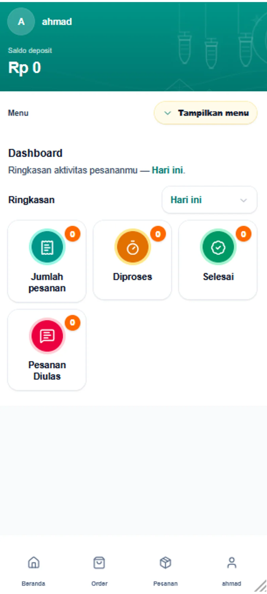 Langkah 5: Lengkapi profil untuk mulai order
