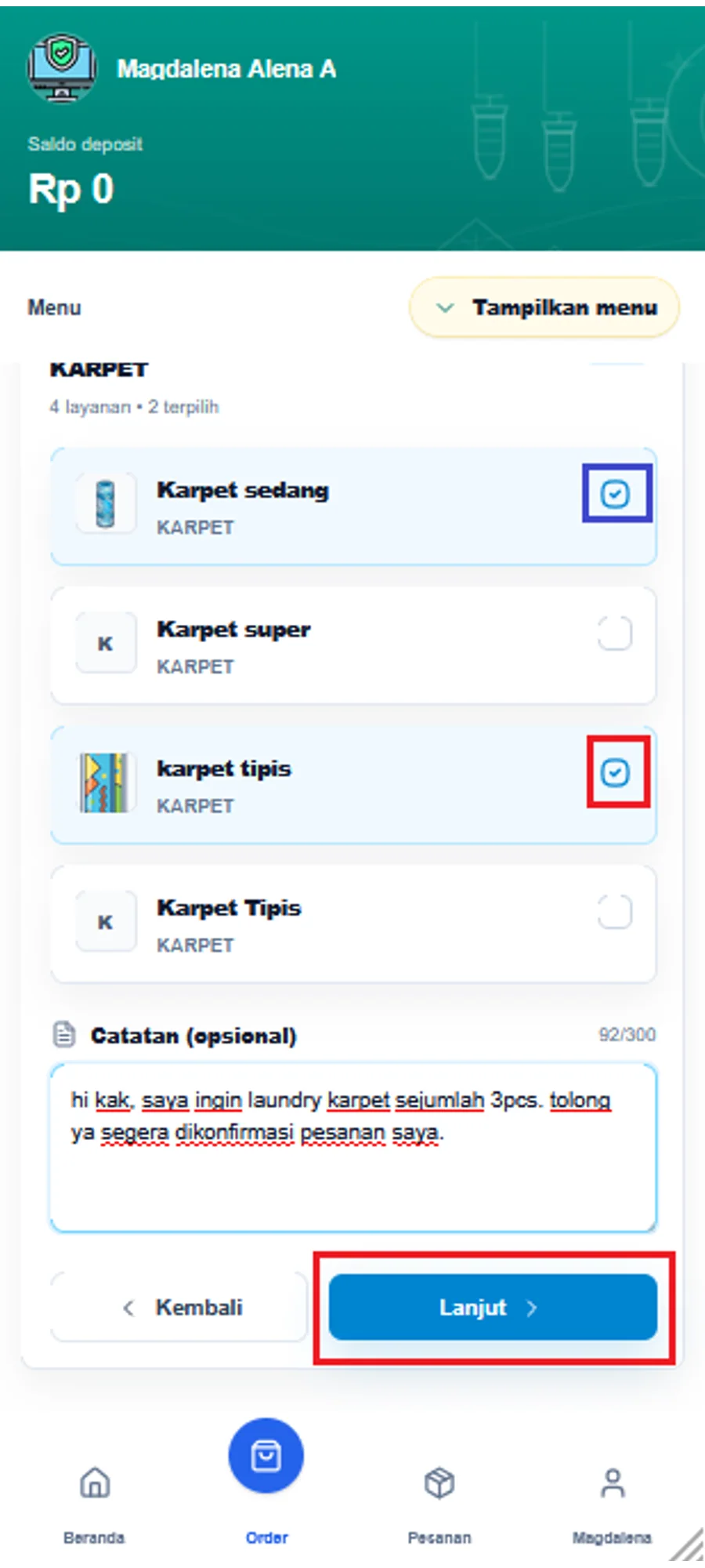 Langkah 4: Pilih kategori dan layanan