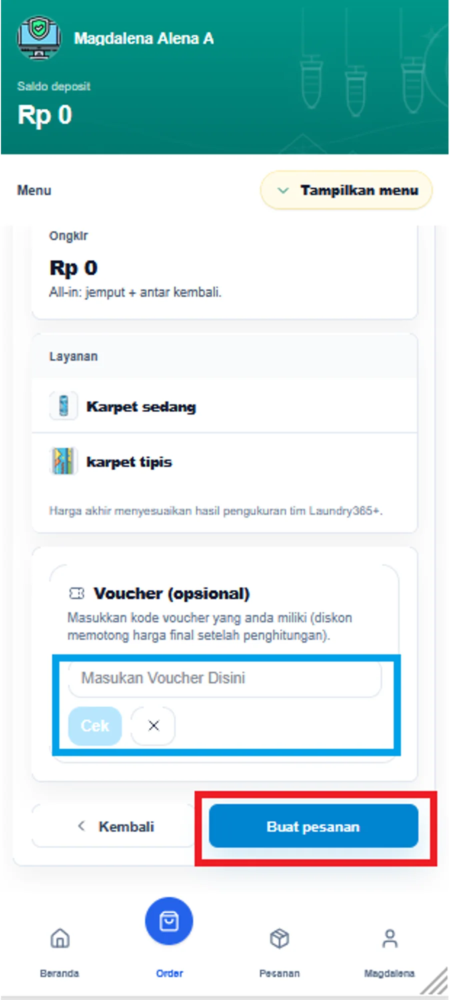 Langkah 6: Konfirmasi detail & voucher