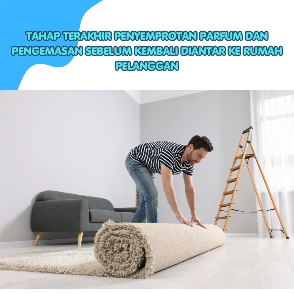 Tahap 6 proses cuci karpet Menganti Laundry365+