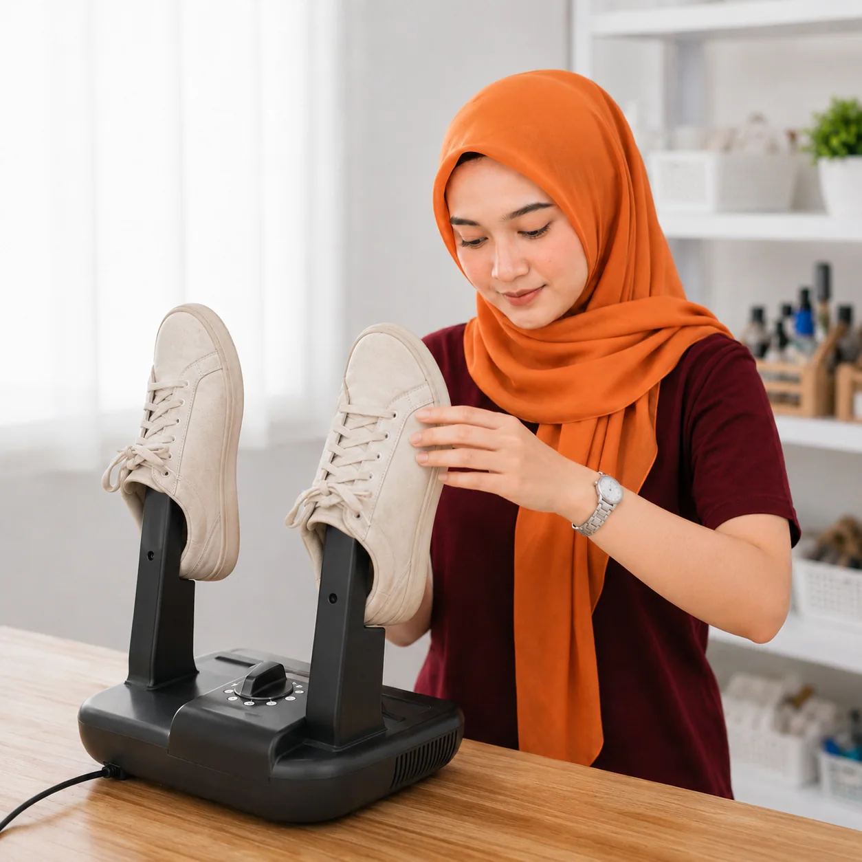 Pengeringan sepatu yang aman