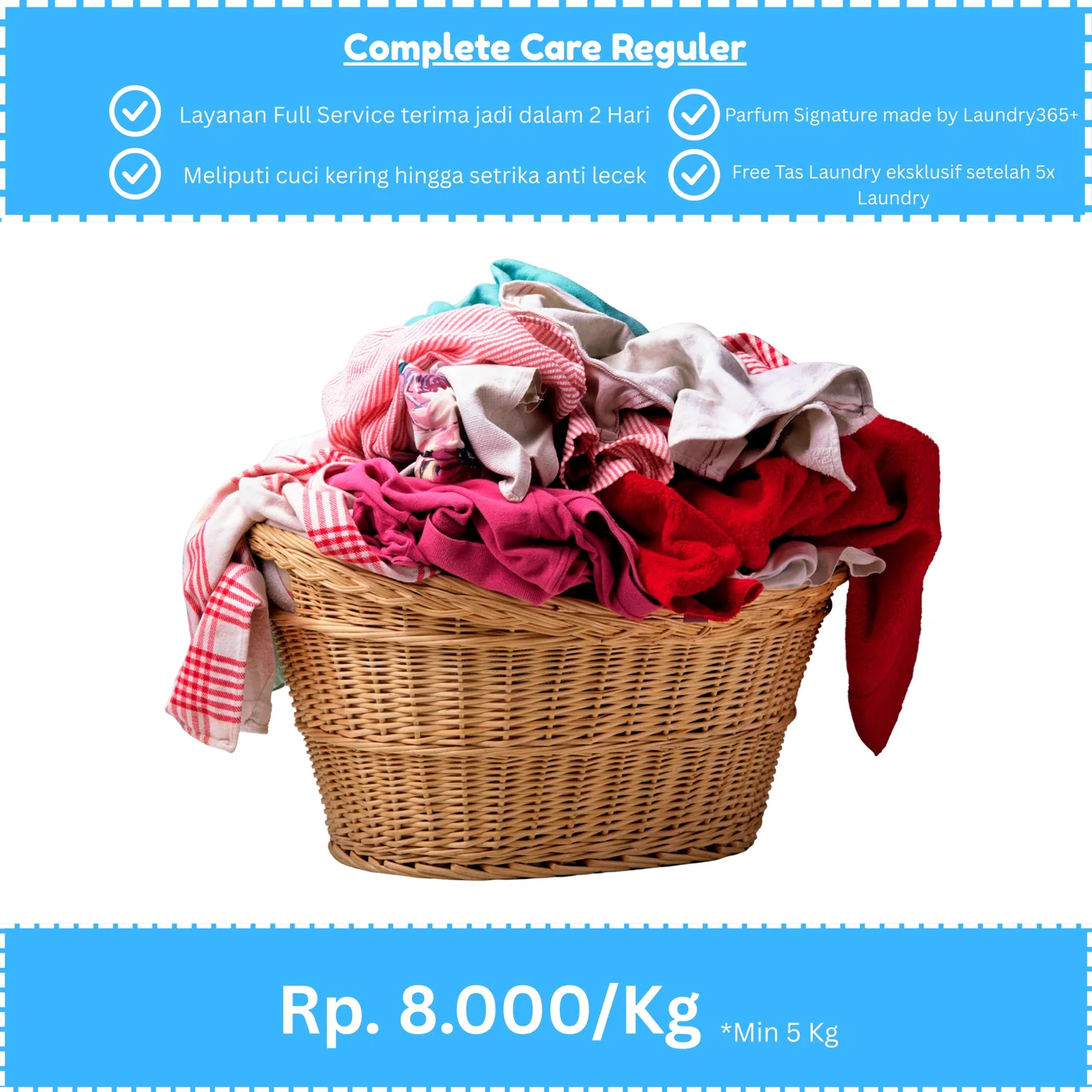 Harga laundry kiloan di Menganti Laundry365+ 1